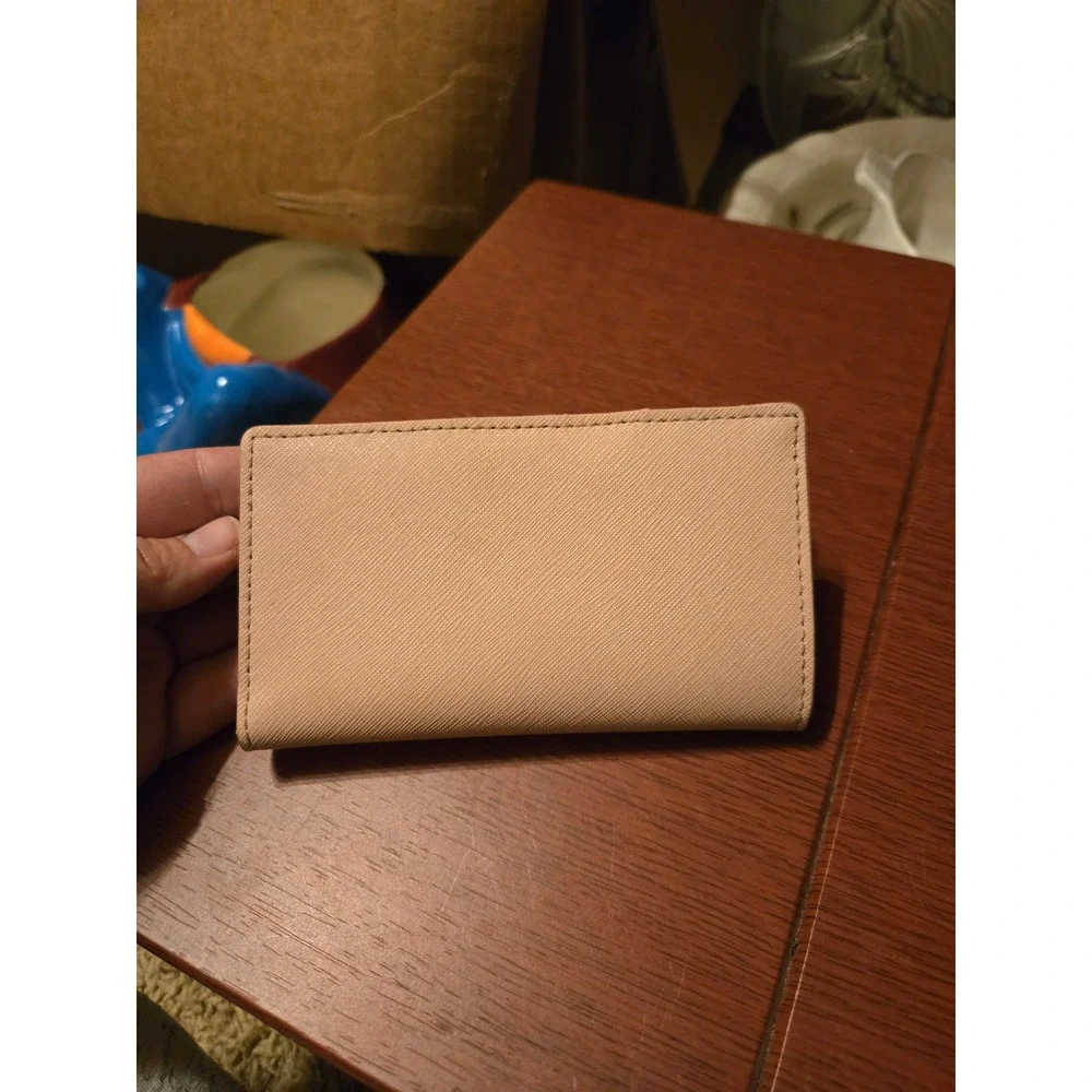 Kate Spade New York Heart Applique Bifold Card Case Wallet Pink Saffiano Leather